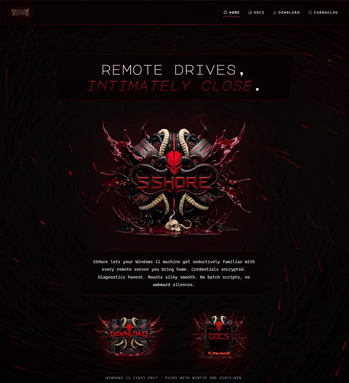 SSHore website landing page